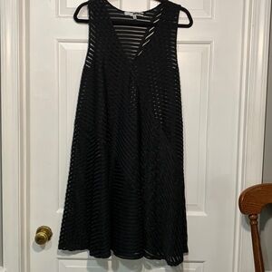 Tracy Reese black diagonal stripe mesh see-through sleeveless dress